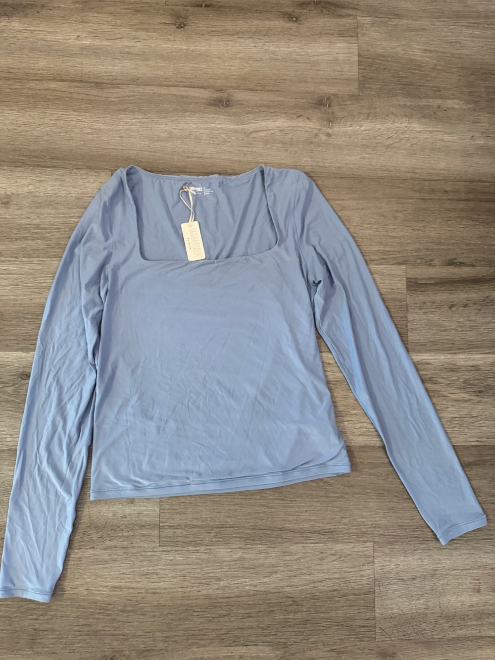 aerie smoothez Light Blue Scoop Neck Long Sleeve Top